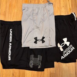 4 PAIRS- Under Armour Black and Gray Shorts Trio